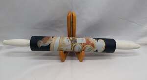 Upcycled Wood Rolling Pin Navy White Bird Ornate Floral French Country Kitchen